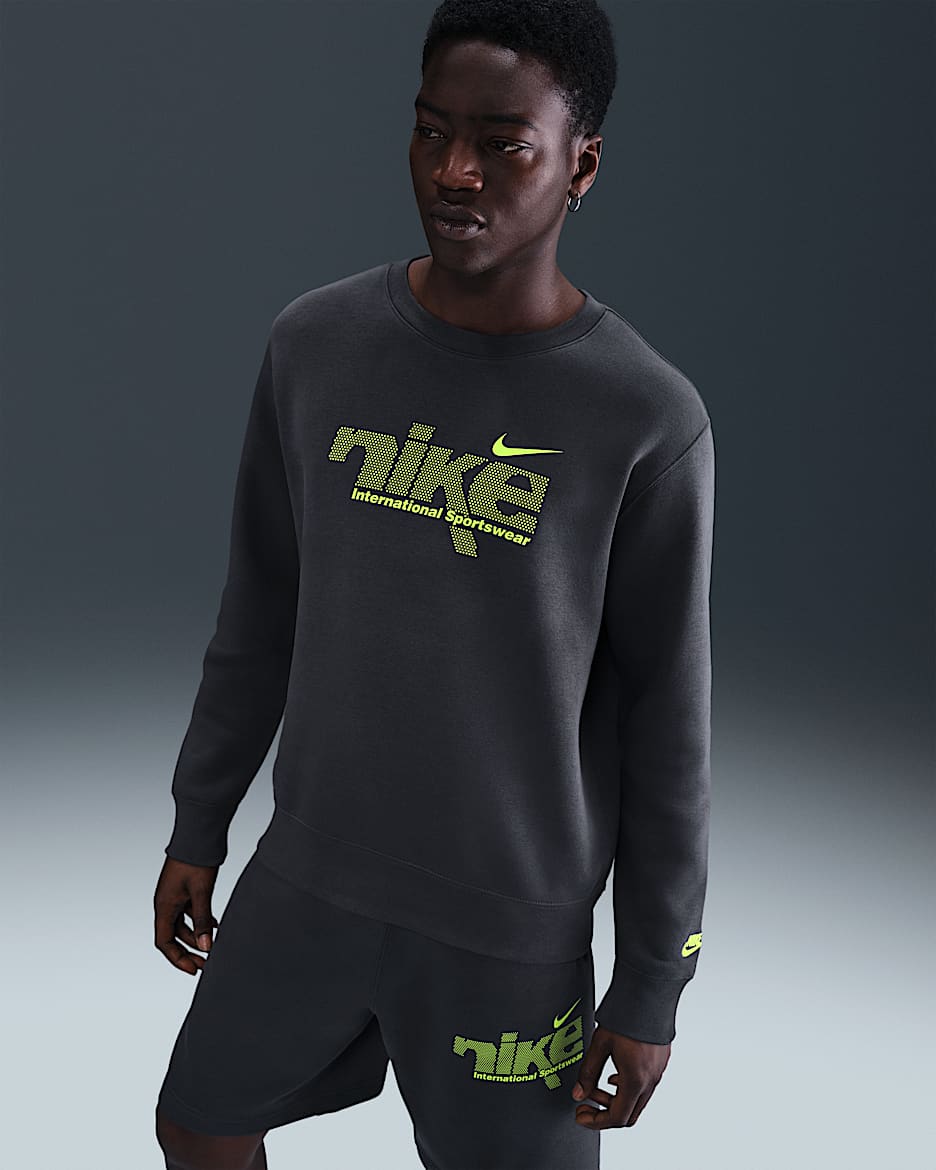 Nike Sportswear Club Men's Fleece Crew - Anthracite/Volt