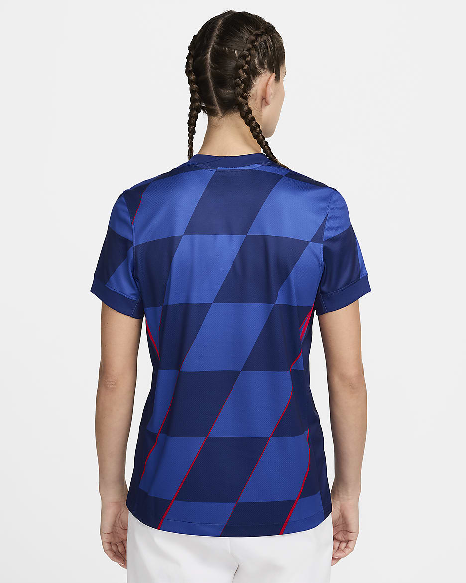 Horvátország 2024/25 Stadium idegenbeli Nike Dri-FIT női replika futballmez - Hyper Royal/Deep Royal Blue/University Red/Fehér