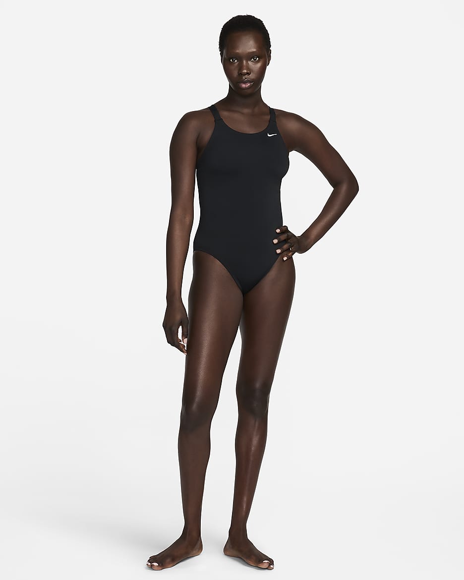 Traje de baño de una sola pieza para mujer Nike Swim Fastback - Negro