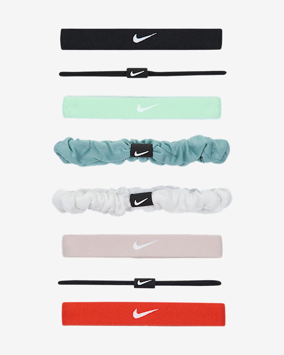 Mix gumiček do vlasů Nike Flex Classic (balení po 8) - Černá/Černá/Bílá