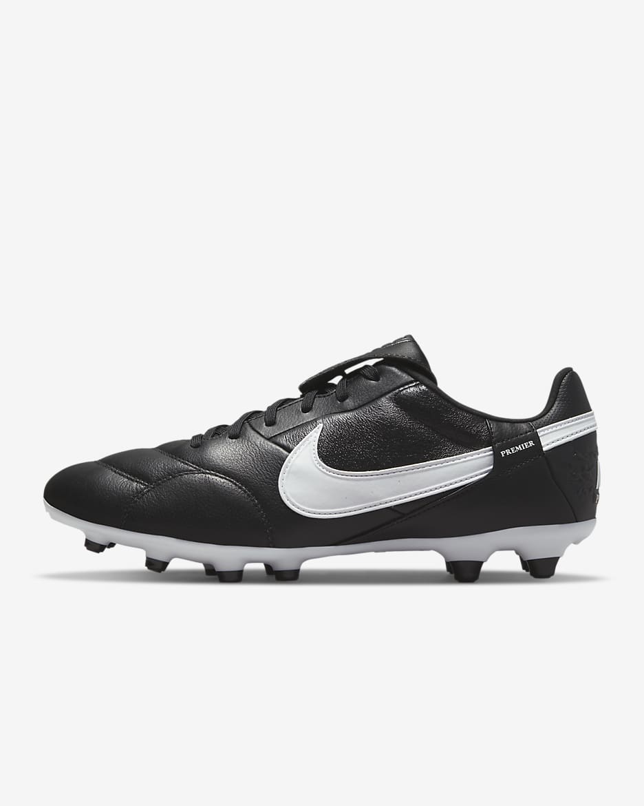 Chaussure de foot basse à crampons pour terrain sec NikePremier 3 - Noir/Blanc