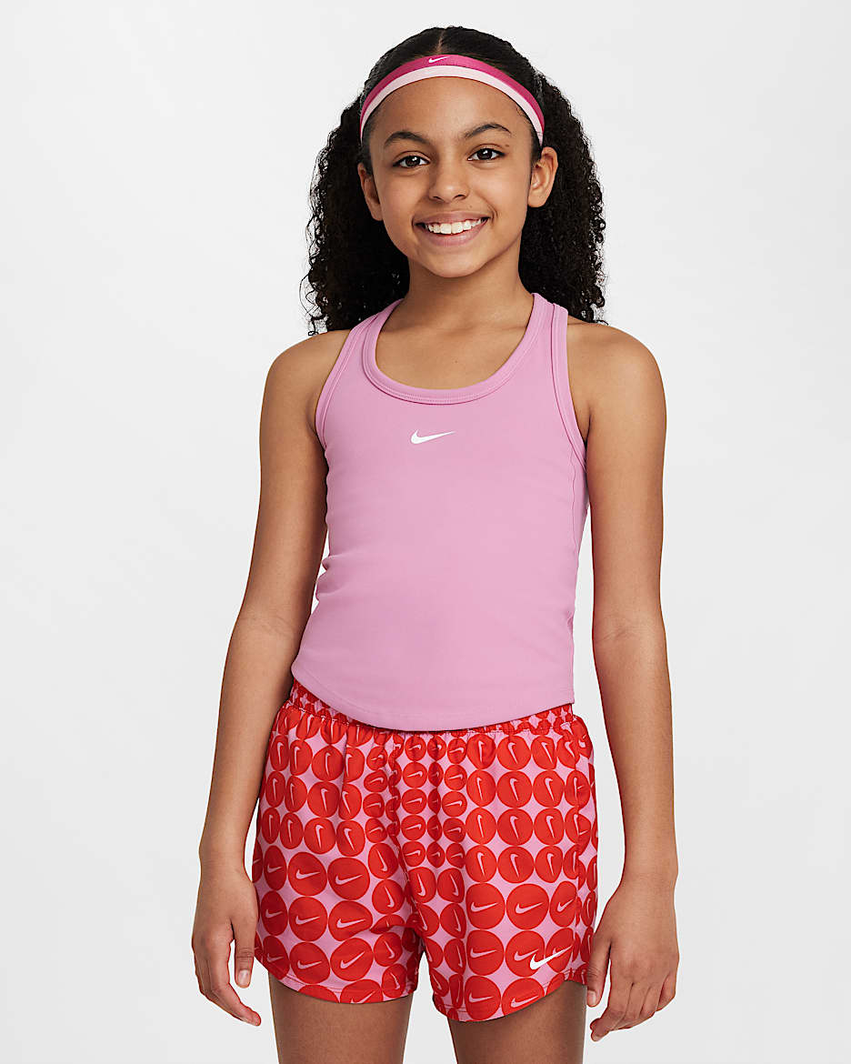 Nike One Fitted Older Kids' (Girls') Dri-FIT Tank Top - Magic Flamingo/White