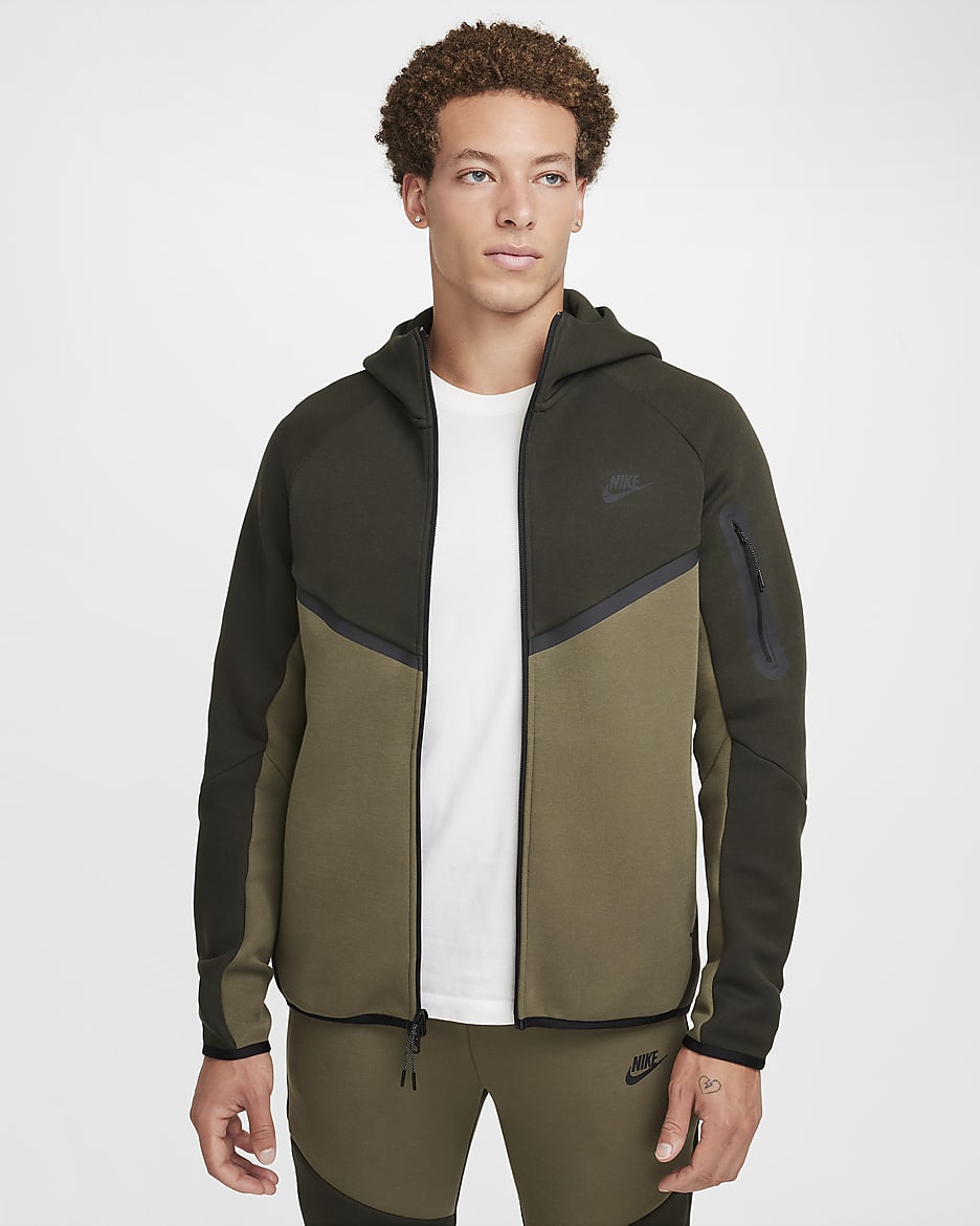 Nike Tech Windrunner Hoodie mit durchgehendem Reißverschluss (Herren) - Sequoia/Medium Olive/Schwarz