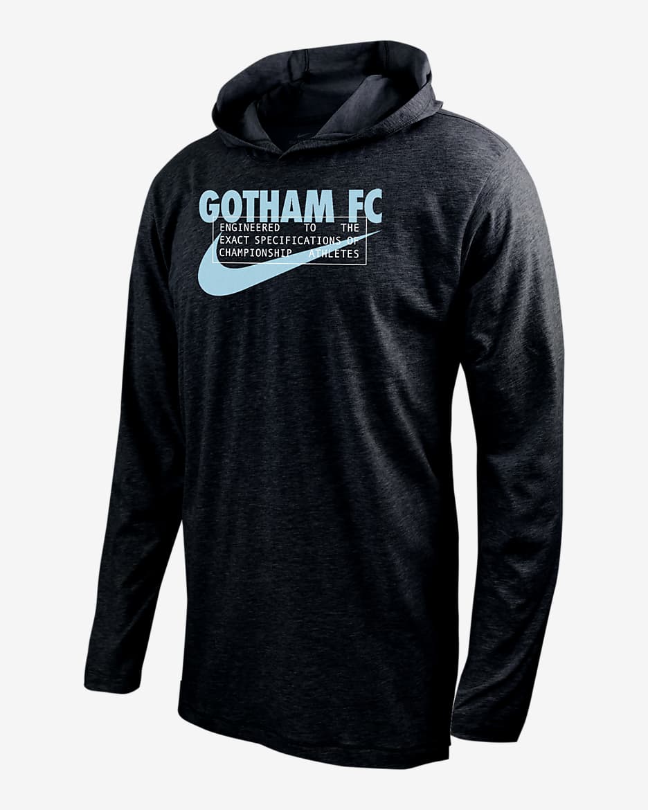 Gotham FC Men's Nike Soccer Long-Sleeve Hooded T-Shirt - Black