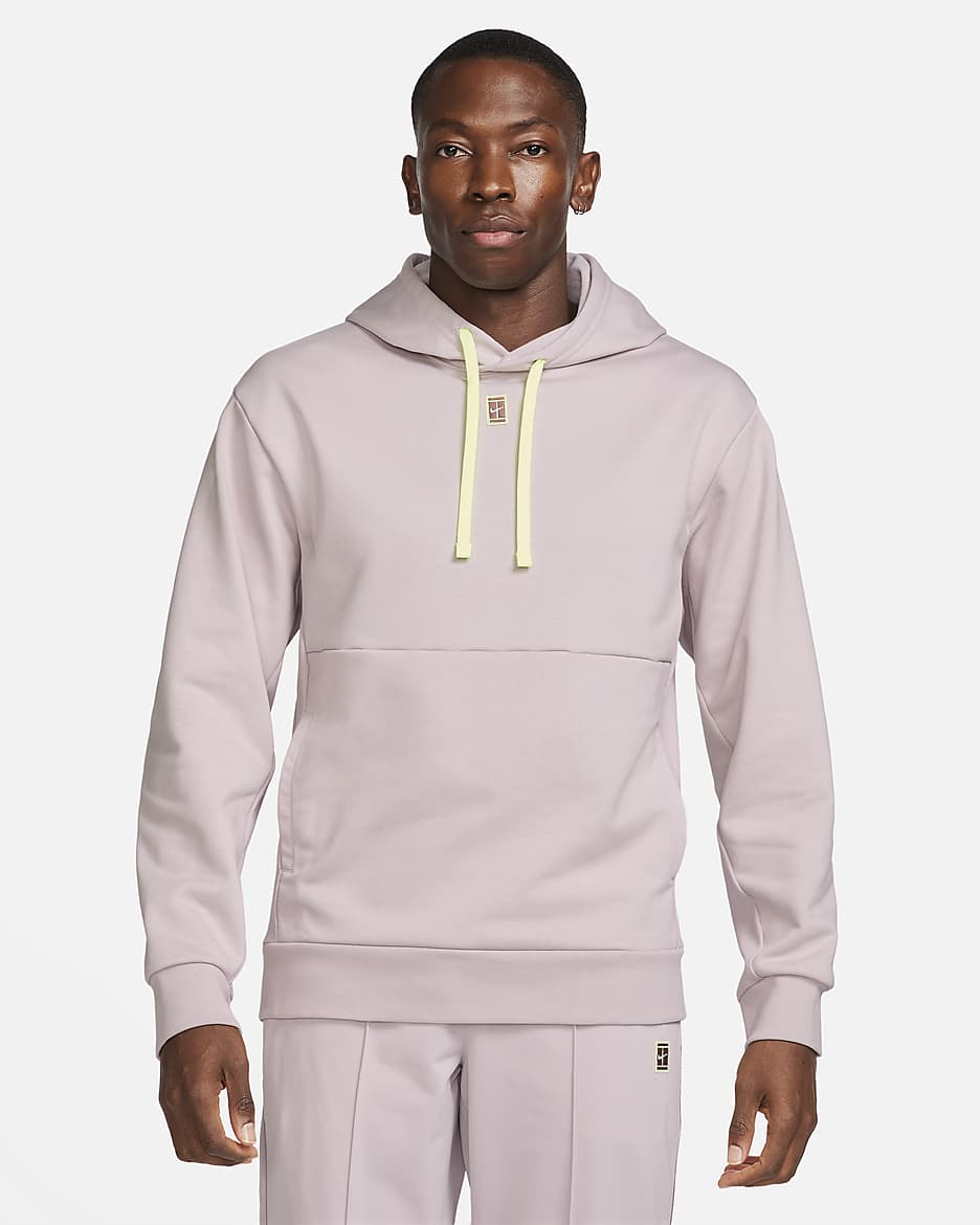 Sweat à capuche de tennis en tissu Fleece NikeCourt pour Homme - Platinum Violet/Barely Volt