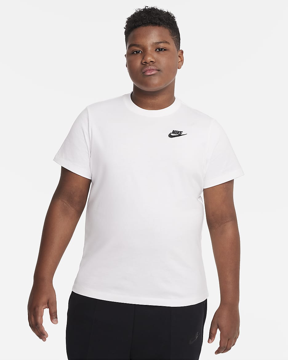 Nike Sportswear-T-shirt til større børn (udvidet størrelse) - hvid/sort