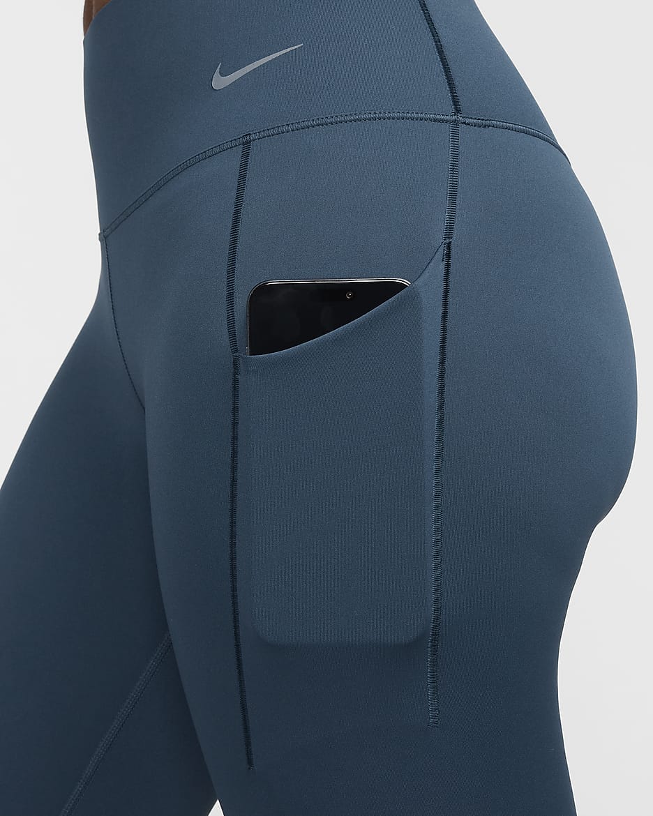 Leggings a 7/8 de cintura normal e suporte médio com bolsos Nike Universa para mulher - Armory Navy/Preto