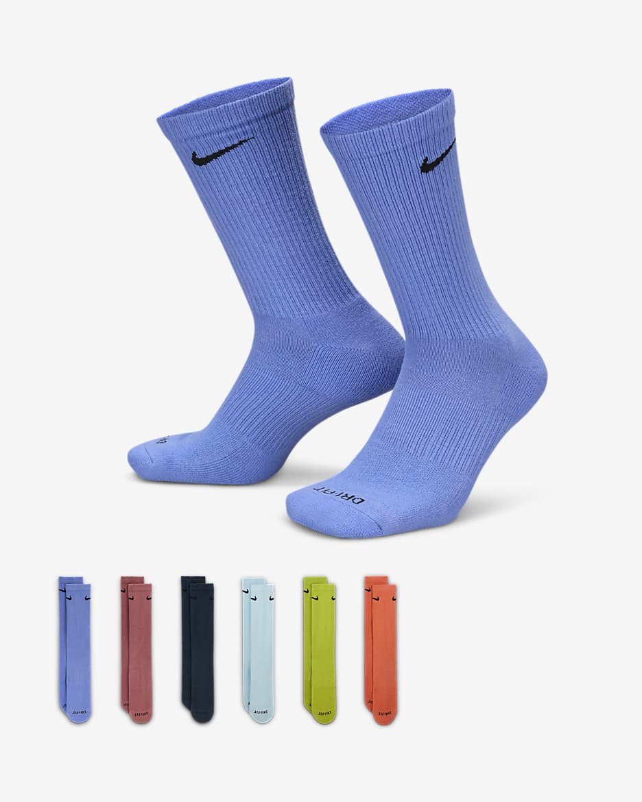 Nike Everyday Plus Cushioned Training Crew Socks (6 Pairs) - Multi-Color