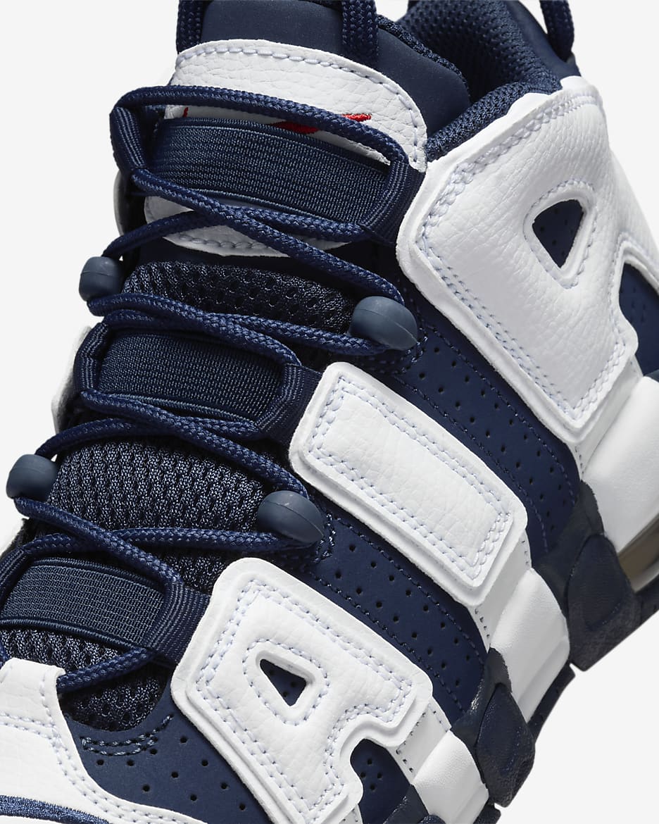 Nike Air More Uptempo Older Kids' Shoes - White/Metallic Gold/University Red/Midnight Navy