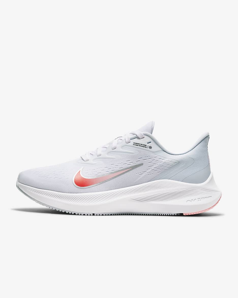 Nike Air Zoom Winflo 7 Women's Road Running Shoes - White/Football Grey/Arctic Punch/Bright Crimson