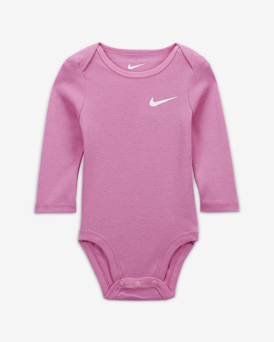 Nike Essentials Baby (0-9M) 3-Piece Bodysuit Set - Playful Pink