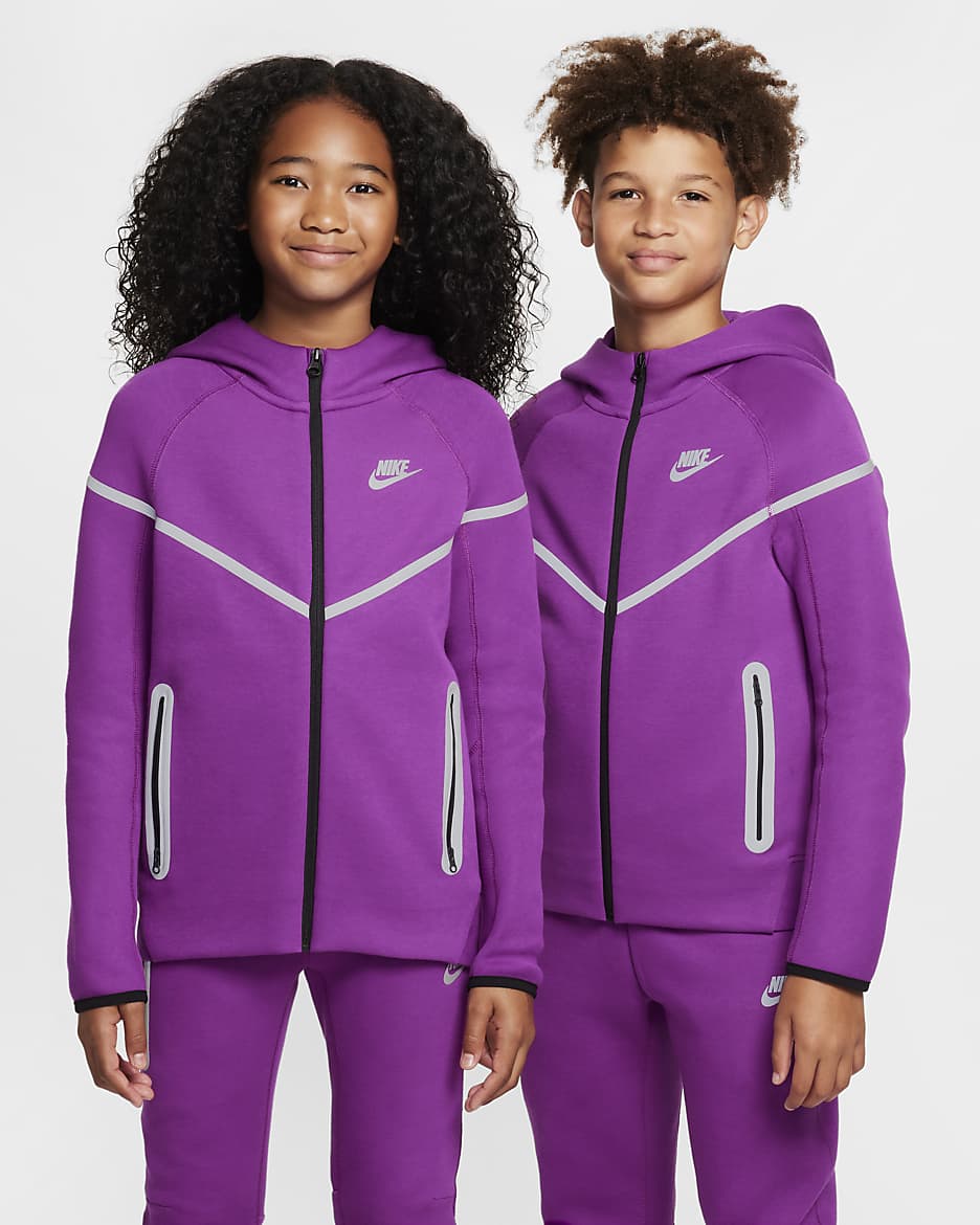 Sudadera con gorro con cierre completo reflejante para niño talla grande Nike Sportswear Tech Fleece - Baya resaltado