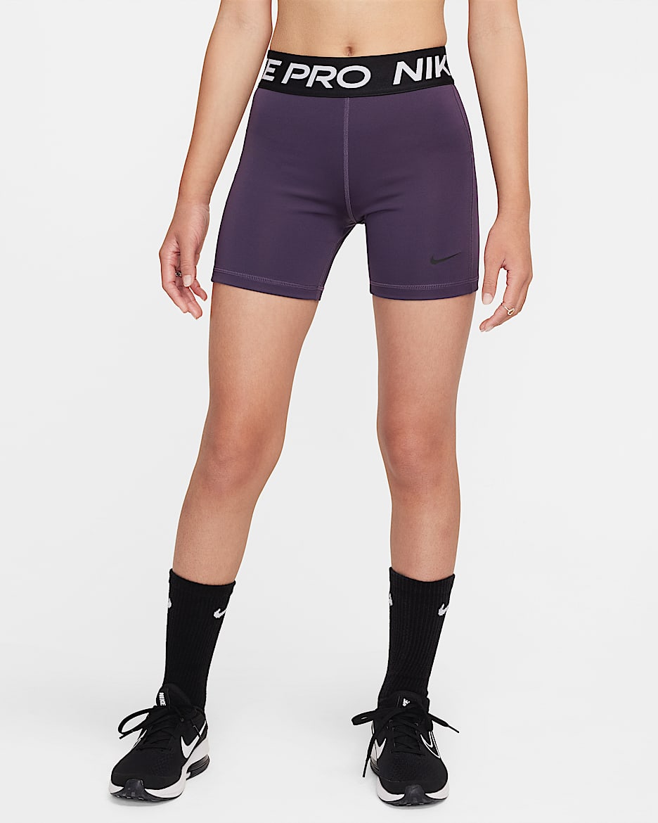 Nike Pro Leak Protection: Periodensichere Dri-FIT-Shorts für ältere Kinder - Dark Raisin/Schwarz