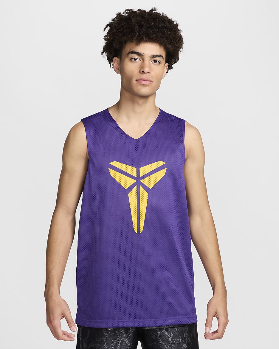 KB Men's Nike Dri-FIT Standard Issue Reversible Basketball Jersey - Black/Field Purple/Amarillo