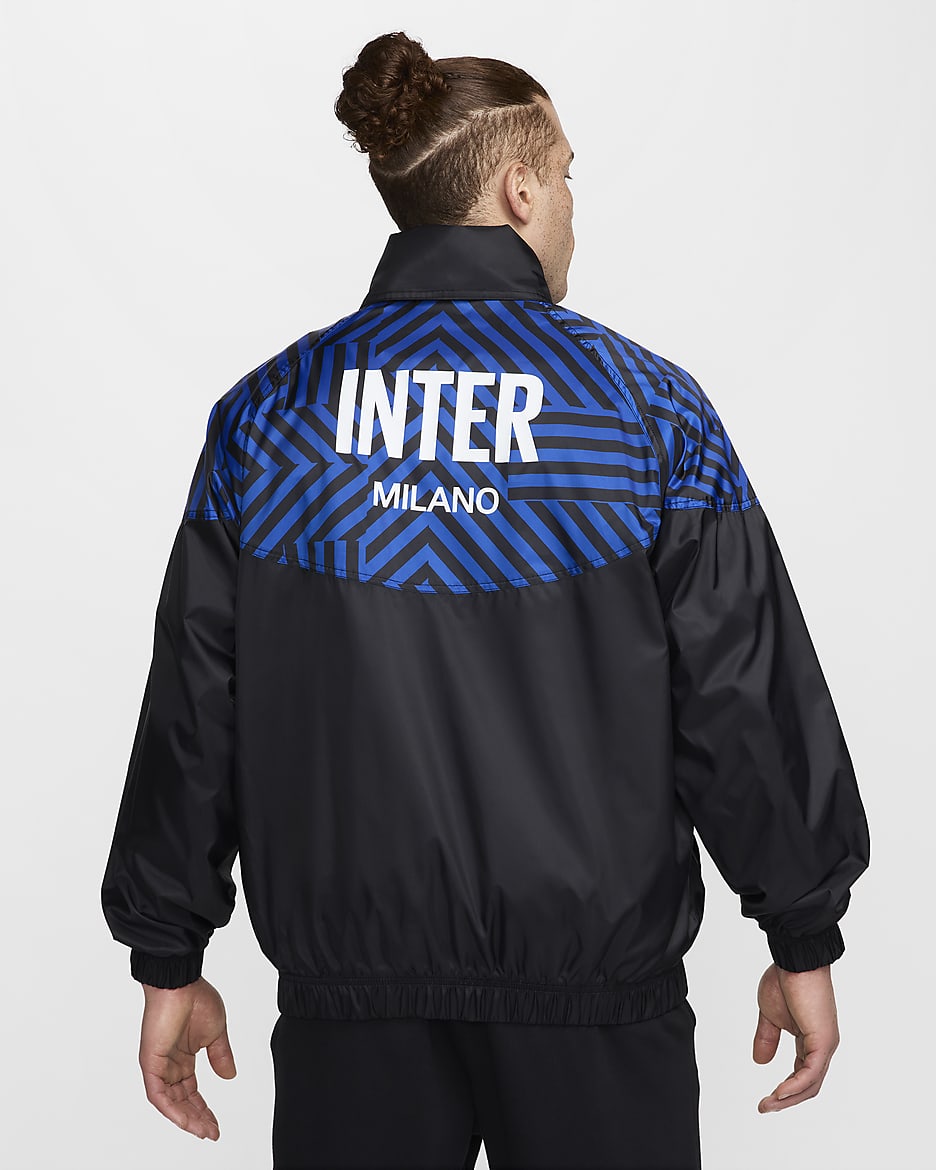 Casaco de futebol anoraque Nike do equipamento principal Windrunner Inter de Milão para homem - Preto/Branco