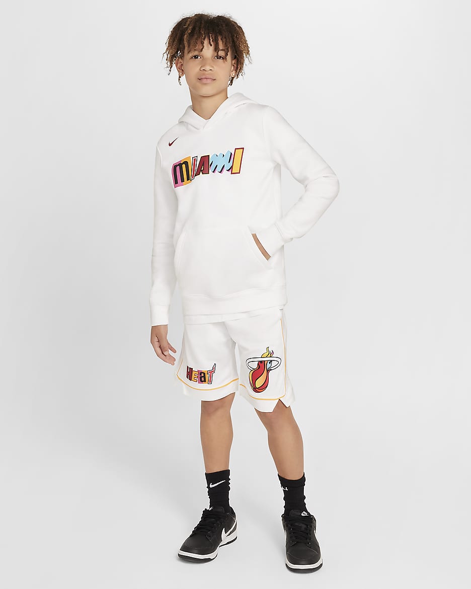 Sweat à capuche en tissu Fleece Nike NBA Miami Heat City Edition pour ado - Blanc