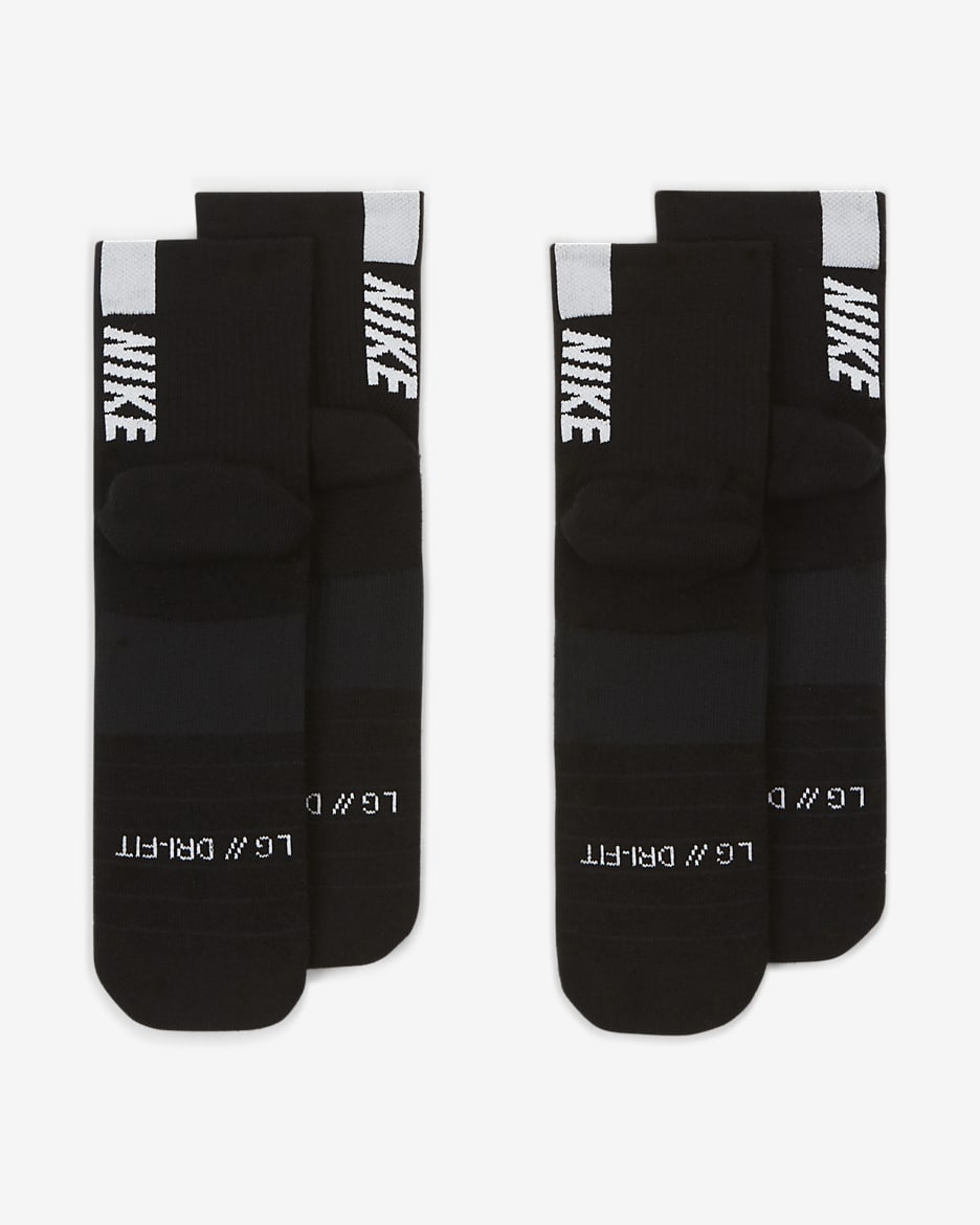 Nike Multiplier Running Ankle Socks (2 Pairs) - Black/White