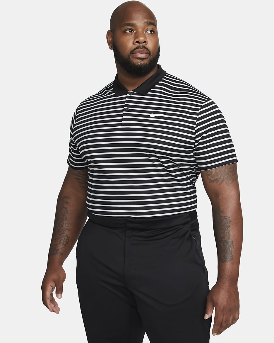 Nike Dri-FIT Victory Men's Striped Golf Polo - Black/White