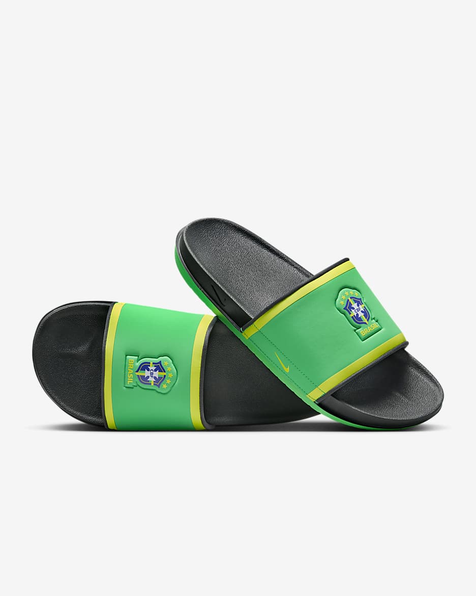 Chanclas de fútbol Nike Offcourt (Brazil) - Verde chispa/Gris humo oscuro/Amarillo dinámico