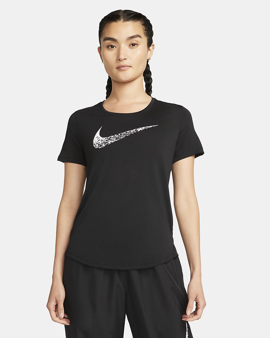 Nike Swoosh Run Women's Short-Sleeve Running Top - Black/White
