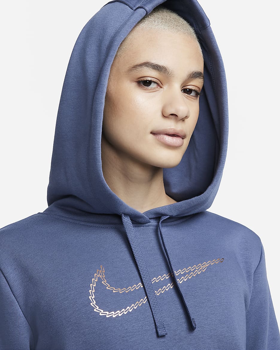 Nike Sportswear Club Fleece Premium Essential Women's Shine Pullover Hoodie - Diffused Blue