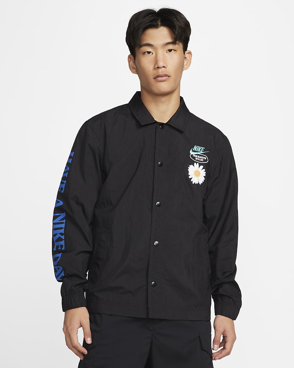 Nike Sportswear Men's Unlined Coaches Jacket - Black/Washed Teal