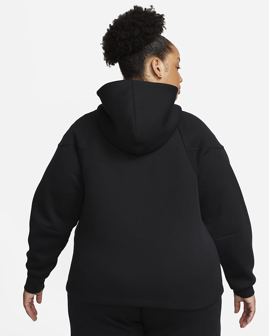 Sweat à capuche et zip Nike Sportswear Tech Fleece Windrunner pour femme (grande taille) - Noir/Noir