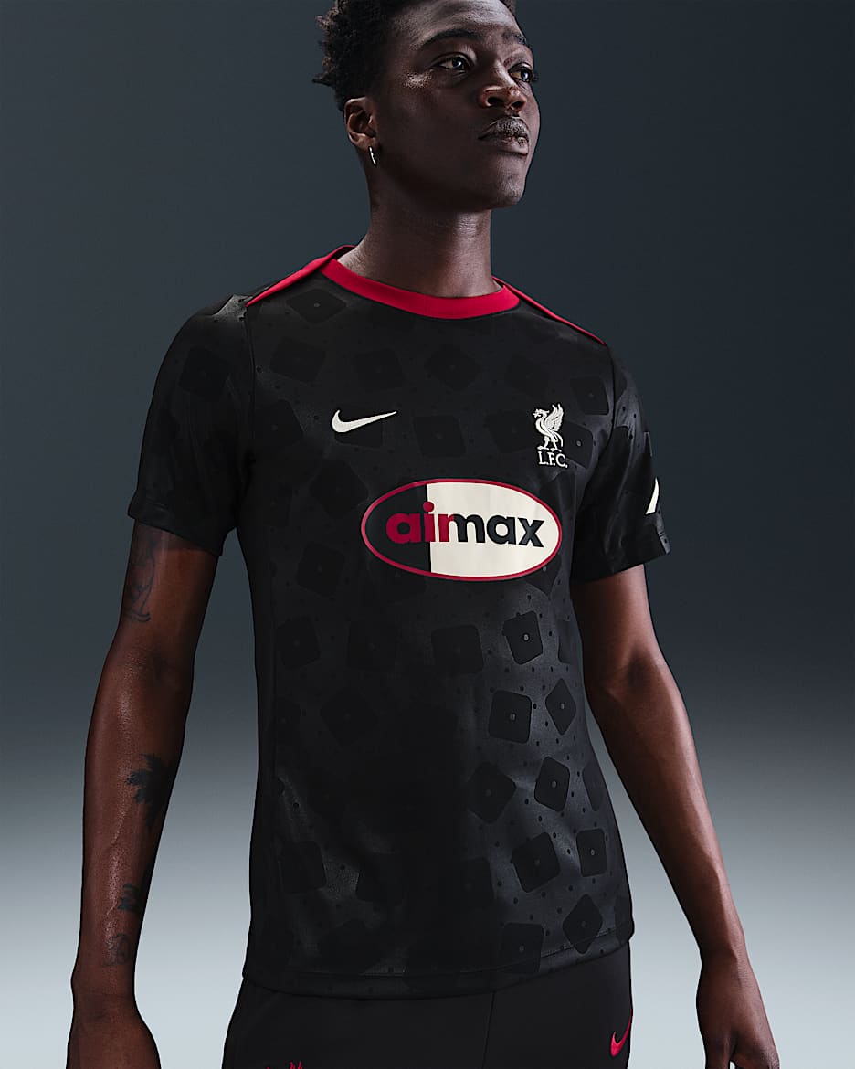 Haut de foot à manches courtes Nike Dri-FIT Liverpool FC Academy Pro Special Edition pour homme - Noir/Coconut Milk