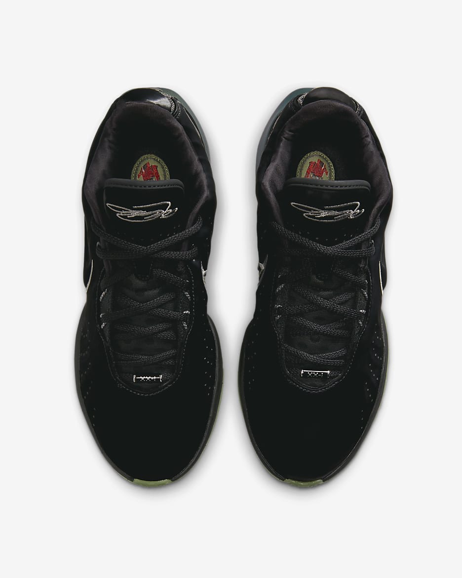 Calzado de básquetbol LeBron XXI "Tahitian" - Negro/Gris hierro/Verde aceite/Peltre metalizado