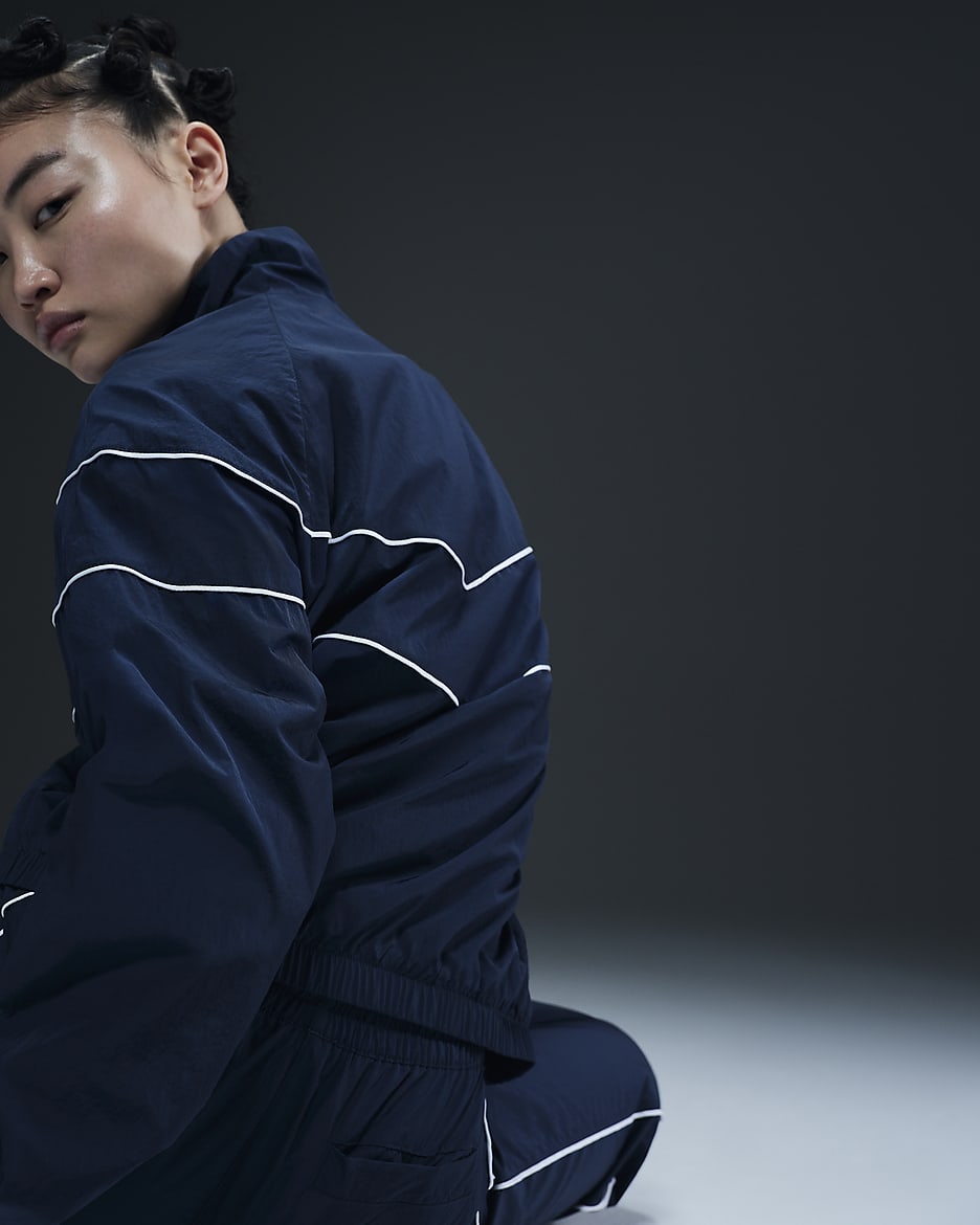 Dámská volná tkaná bunda Nike Windrunner UV se zipem po celé délce - Armory Navy/Bílá