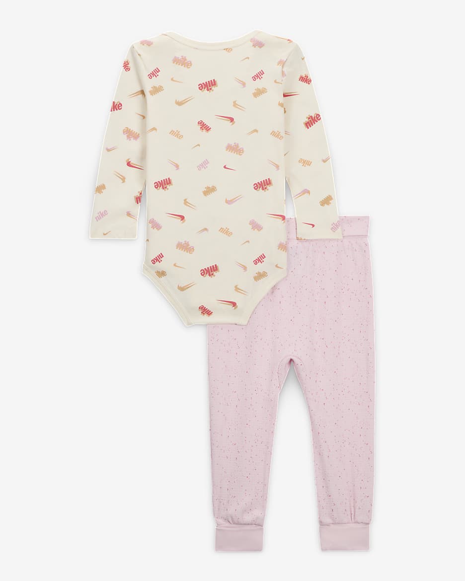 Conjunto de body con pants estampados para bebé (0 a 9 meses) Nike E1D1 - Espuma rosa