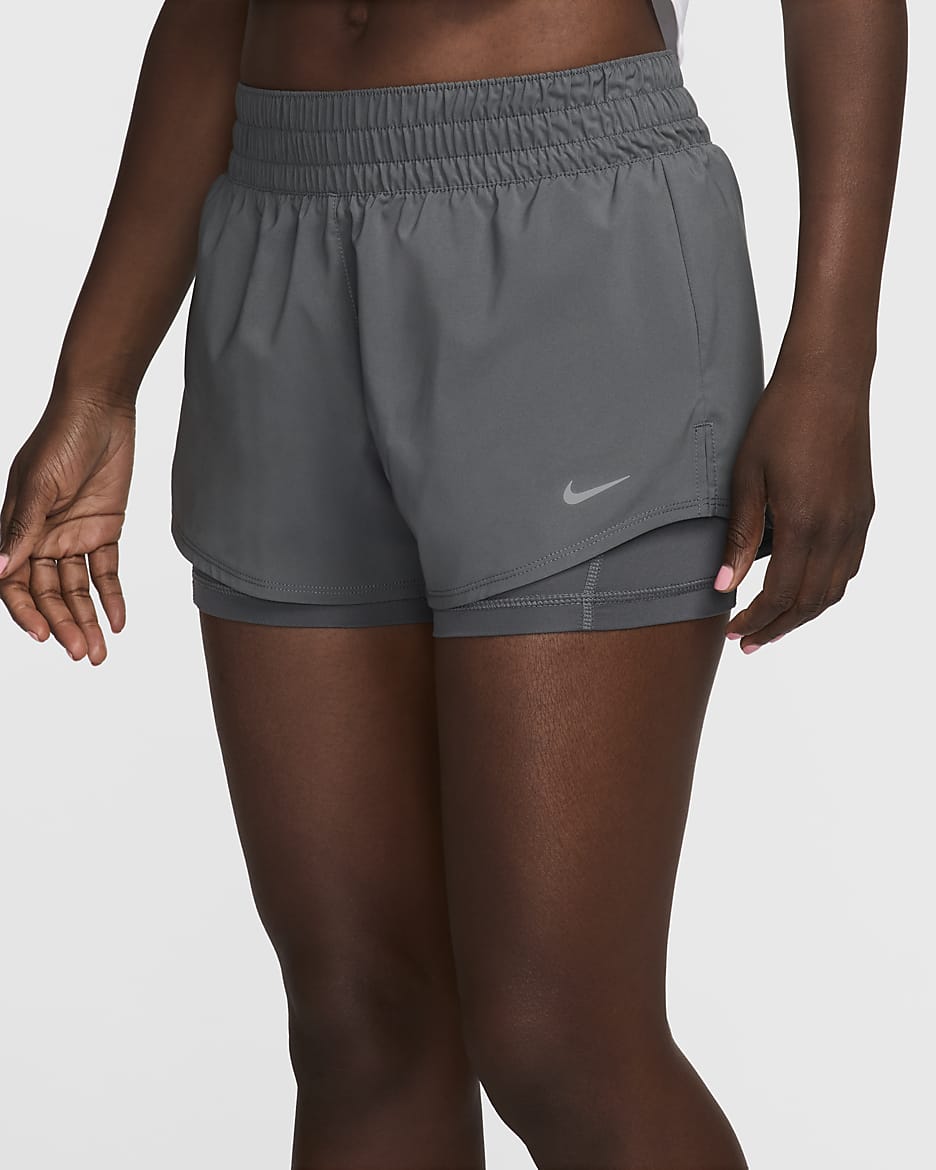 Nike One Women's Dri-FIT Mid-Rise 8cm (approx.) 2-in-1 Shorts - Iron Grey