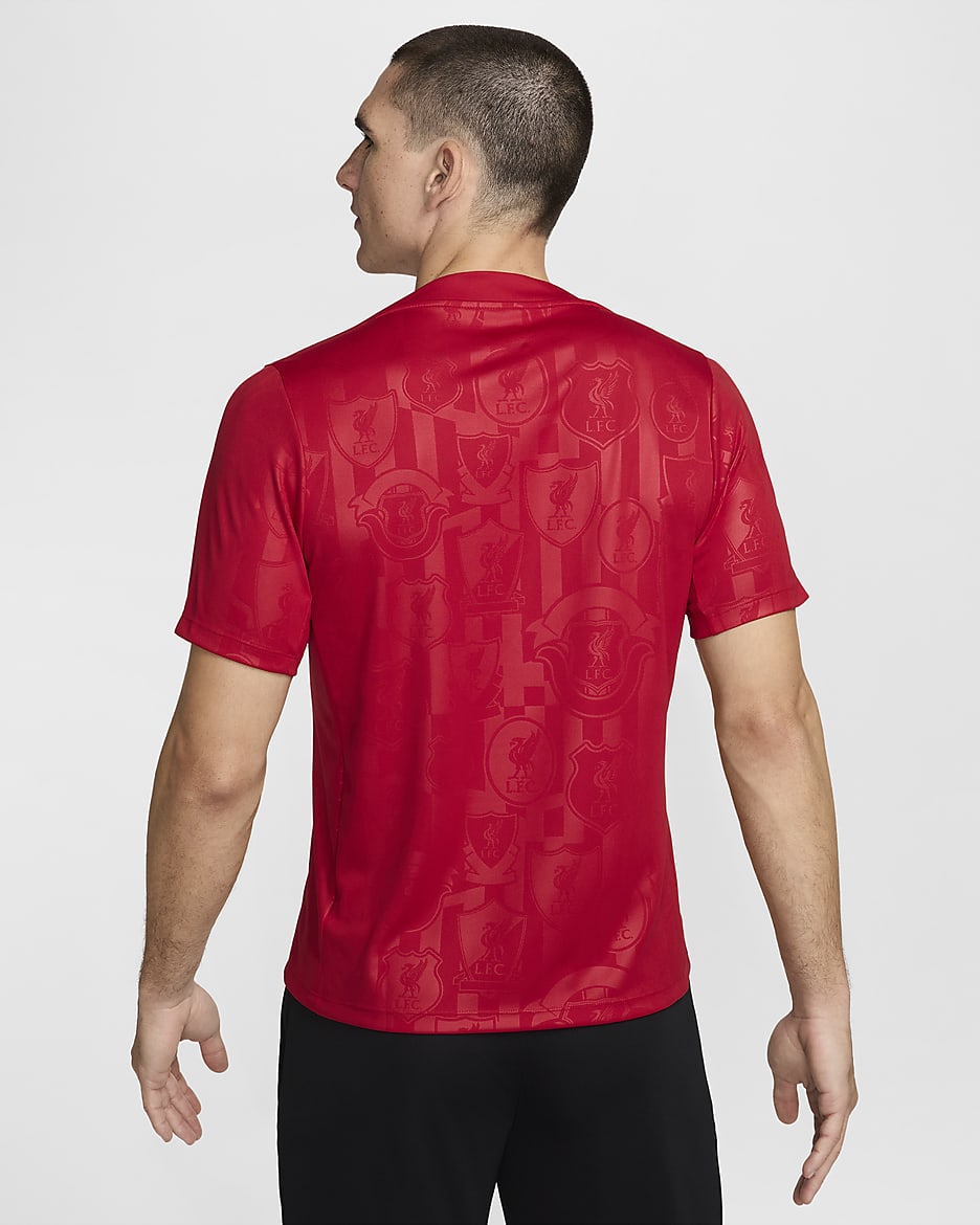 Haut de foot à manches courtes d'avant-match Nike Dri-FIT Liverpool FC Academy Pro pour homme - Gym Red/Chrome Yellow/Chrome Yellow