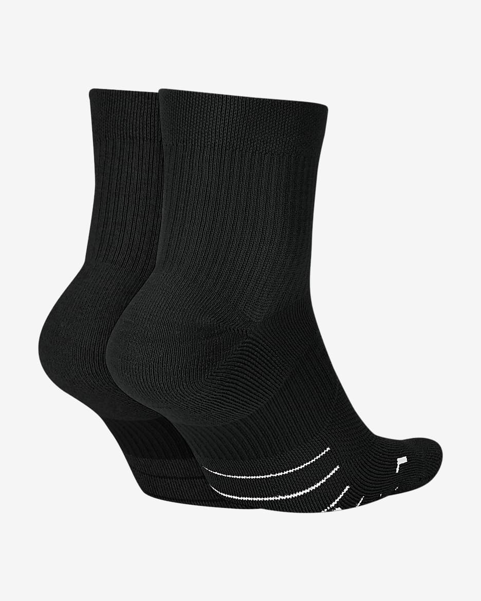 Nike Multiplier Running Ankle Socks (2 Pair) - Black/White