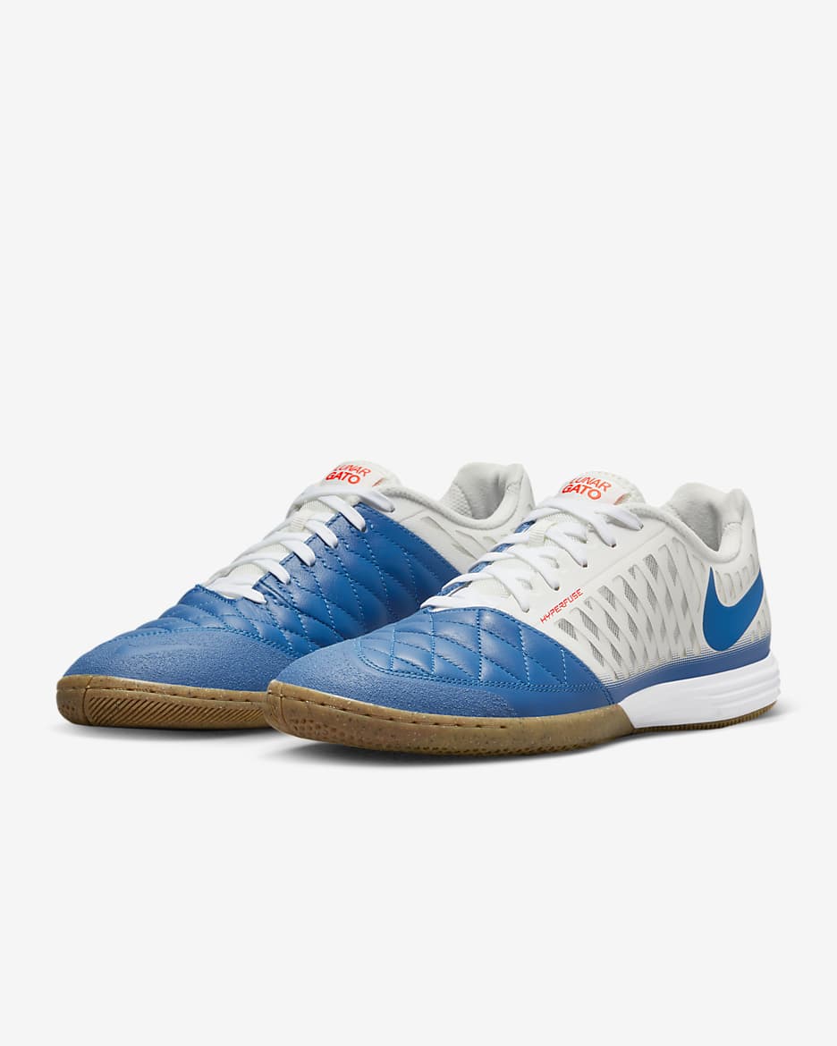 Nike Lunar Gato II Indoor Court Low-Top Football Shoes - Sail/White/Gum Light Brown/Blue Jay