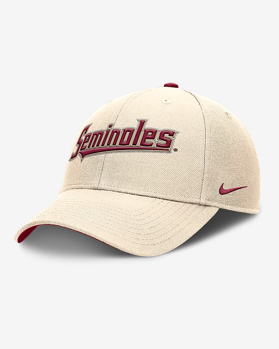 Gorra universitaria Nike ajustable para hombre Florida State Seminoles Primetime Rise - Natural