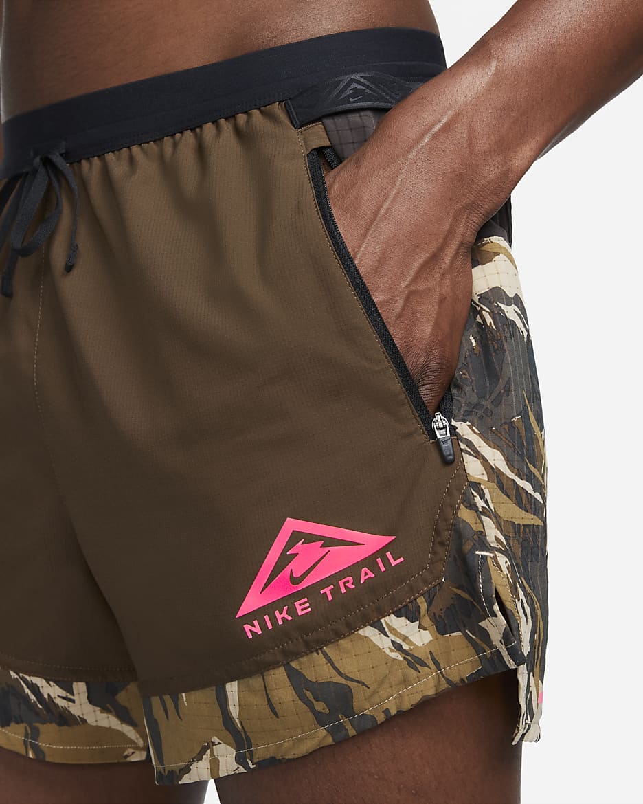 Nike Dri-FIT Flex Stride Men's 13cm (approx.) Brief-Lined Trail Running Shorts - Cacao Wow/Velvet Brown/Hyper Pink