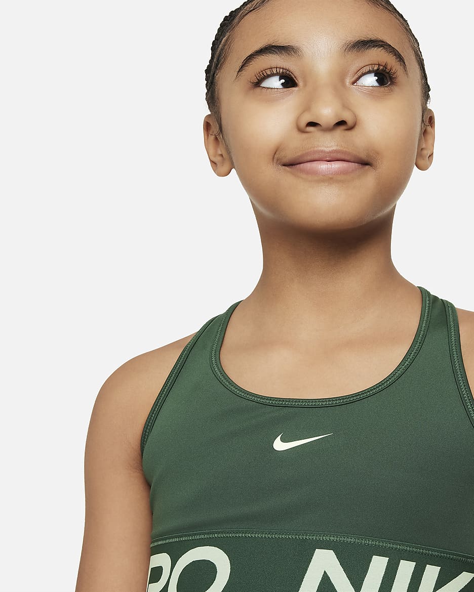 Nike Pro Swoosh Girls' Sports Bra - Fir/Barely Volt