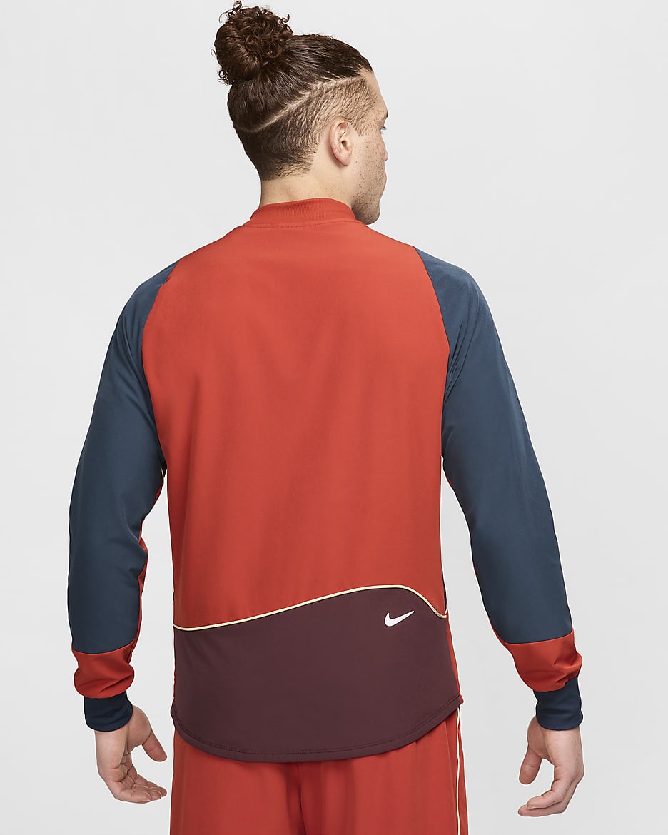 Veste de tennis Dri-FIT NikeCourt Advantage pour homme - Dragon Red/Burgundy Crush/Armory Navy/Blanc