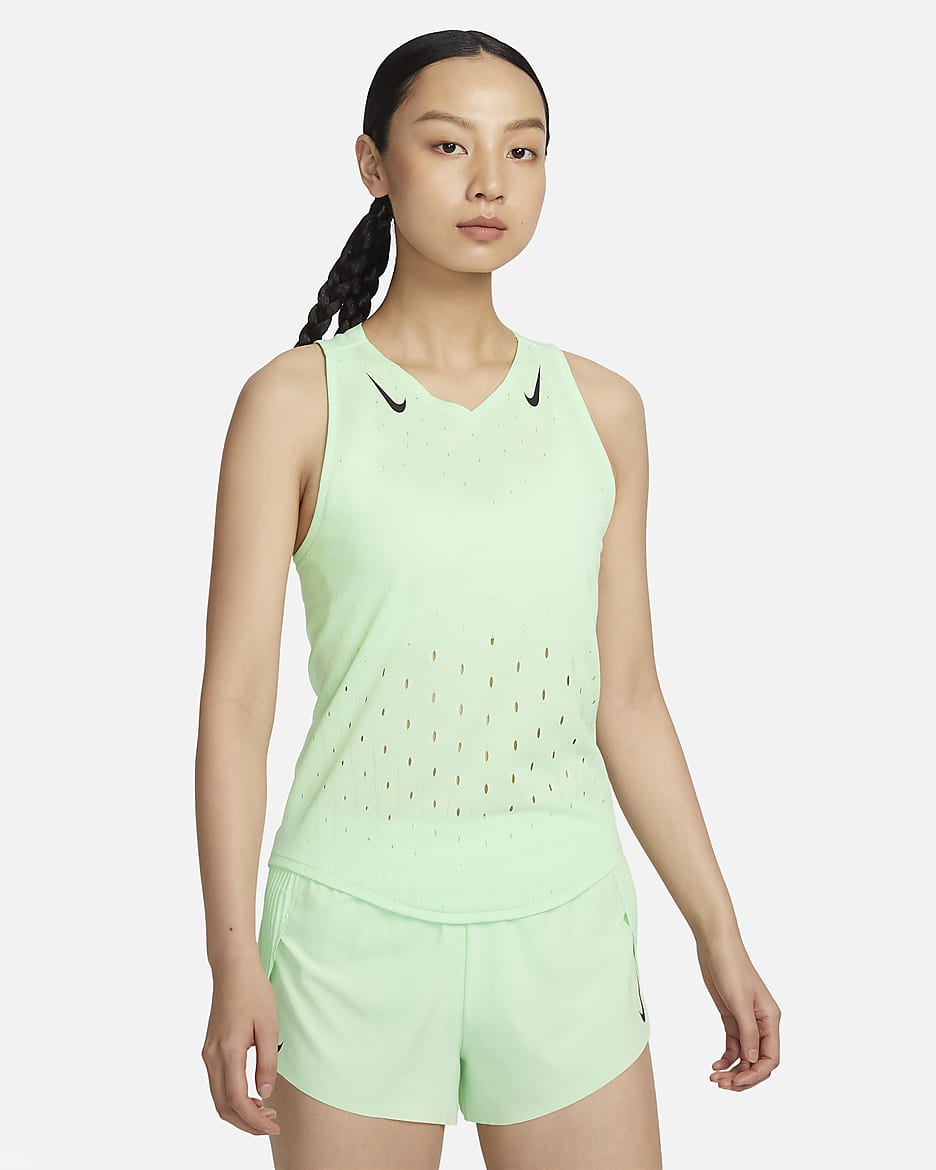 เสื้อกล้ามวิ่งผู้หญิง Dri-FIT ADV Nike AeroSwift - Vapor Green/ดำ