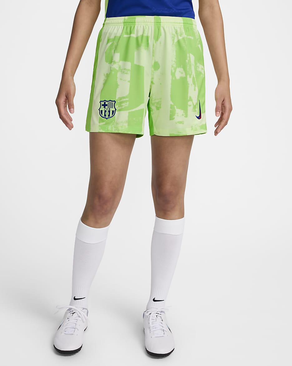 F.C. Barcelona 2024/25 Stadium Third Women's Nike Dri-FIT Football Replica Shorts - Barely Volt/Lime Blast/Old Royal