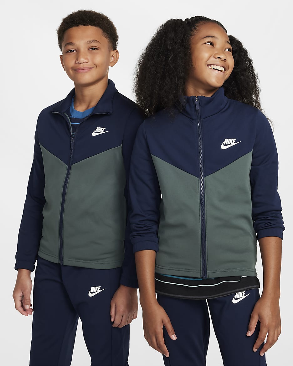 Nike Sportswear-tracksuit til større børn - Obsidian/Vintage Green/Obsidian/hvid