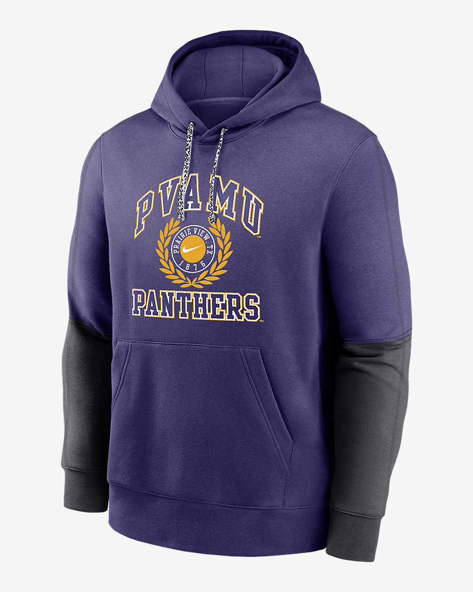 Sudadera con gorro sin cierre universitaria Nike para hombre Prairie View A&M Club Team Issue - Orquídea