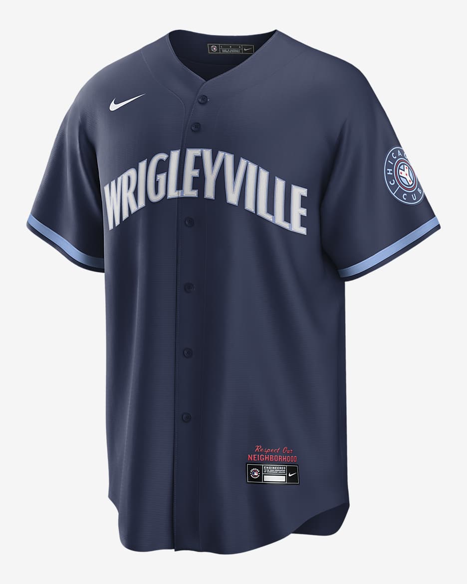 MLB Chicago Cubs City Connect (Ian Happ) Men's Replica Baseball Jersey - Navy