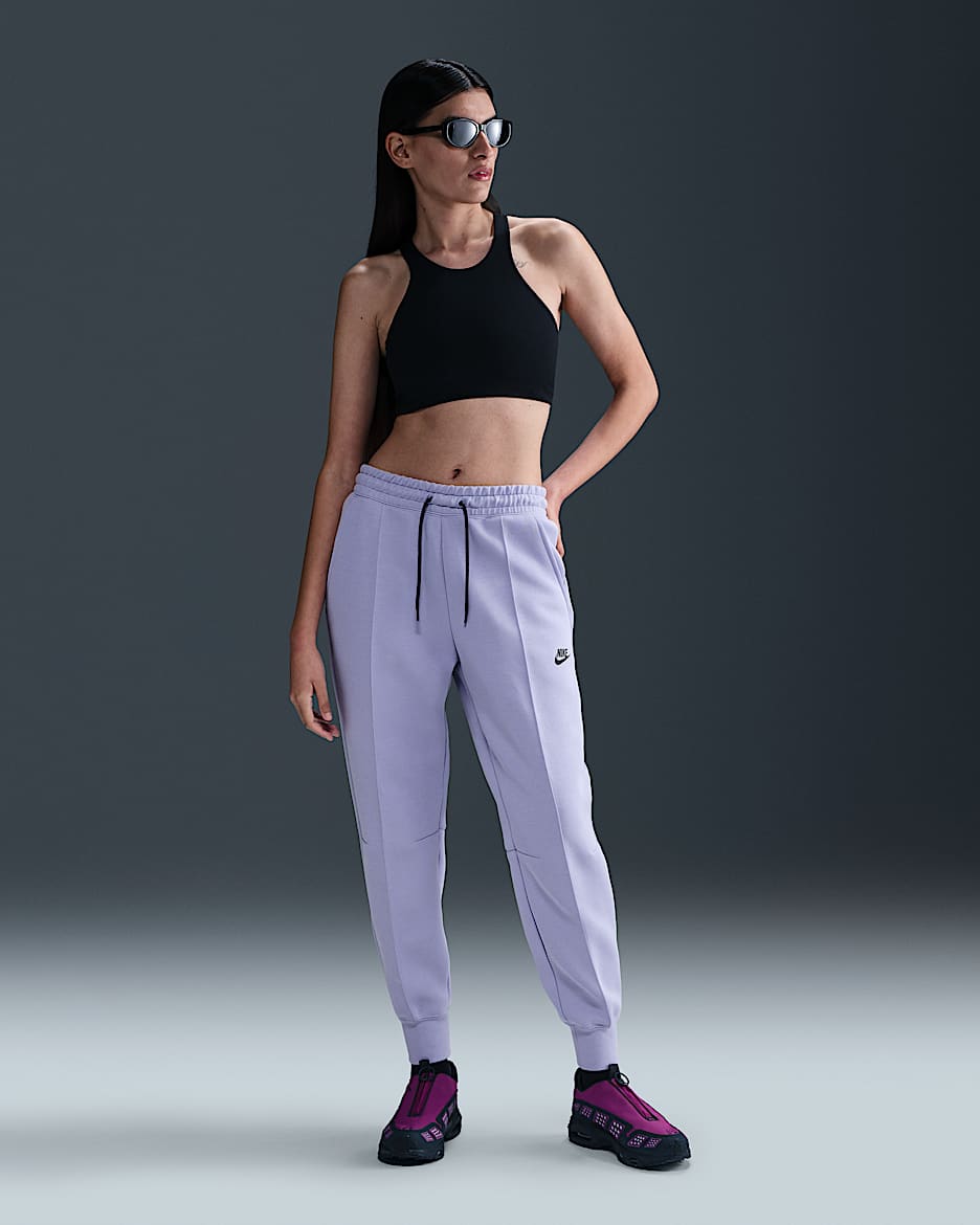 Nike Sportswear Tech Fleece Women's Mid-Rise Joggers - Lilac Ice/Black