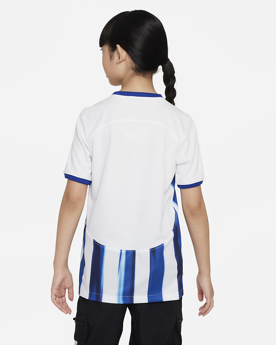 Hertha BSC 2023/24 Stadium Home Older Kids' Nike Dri-FIT Football Shirt - White/Old Royal/Speed Red