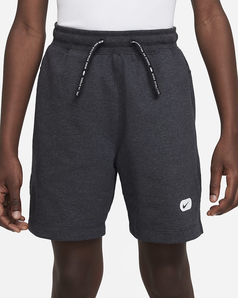 Nike Dri-FIT Athletics Fleece-Trainingsshorts für ältere Kinder (Jungen) - Schwarz/Heather/Weiß