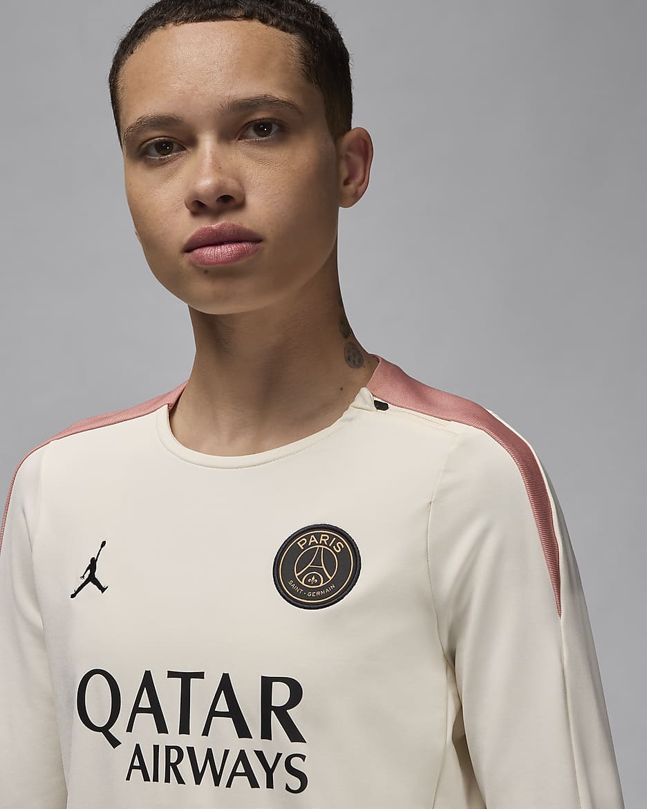 Paris Saint-Germain Strike Third Women's Jordan Dri-FIT Football Knit Crew-Neck Top - Pale Ivory/Pale Ivory/Rust Pink/Black