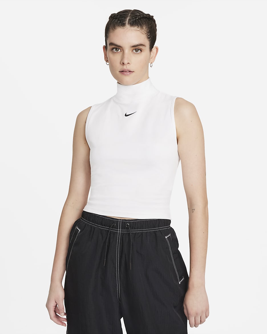 Nike Sportswear Collection Essentials Women's Sleeveless Mock Top - White/Black