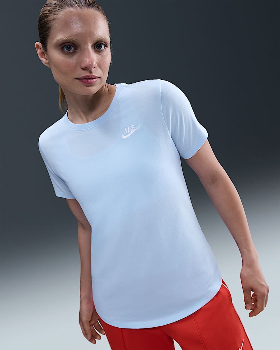 Nike Sportswear Club Essentials Women's T-Shirt - Celestine Blue/White